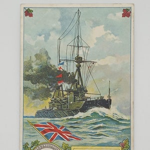 Rare carte postale WW1, un Dreadnought britannique, la publicité prudentielle