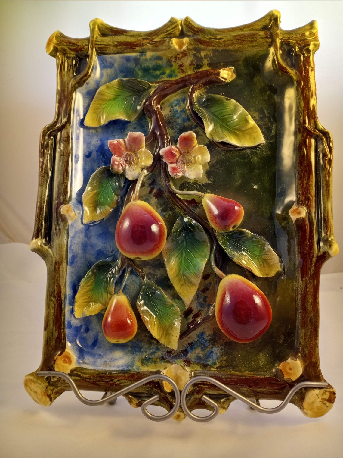 Art Nouveau Majolica Wall Plaque by Joseph Strnact German Etsy