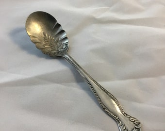 Antique Nickel Silver Sugar Shell Spoon