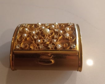 Vintage Rare Bolster Shape Jewelled Powder Compact