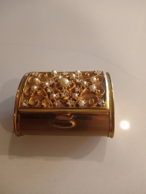 Vintage Rare Bolster Shape Jewelled Powder Compact