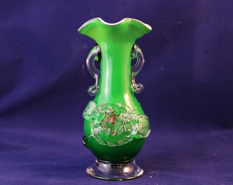 Murano Type Emerald Green Art Glass Vase