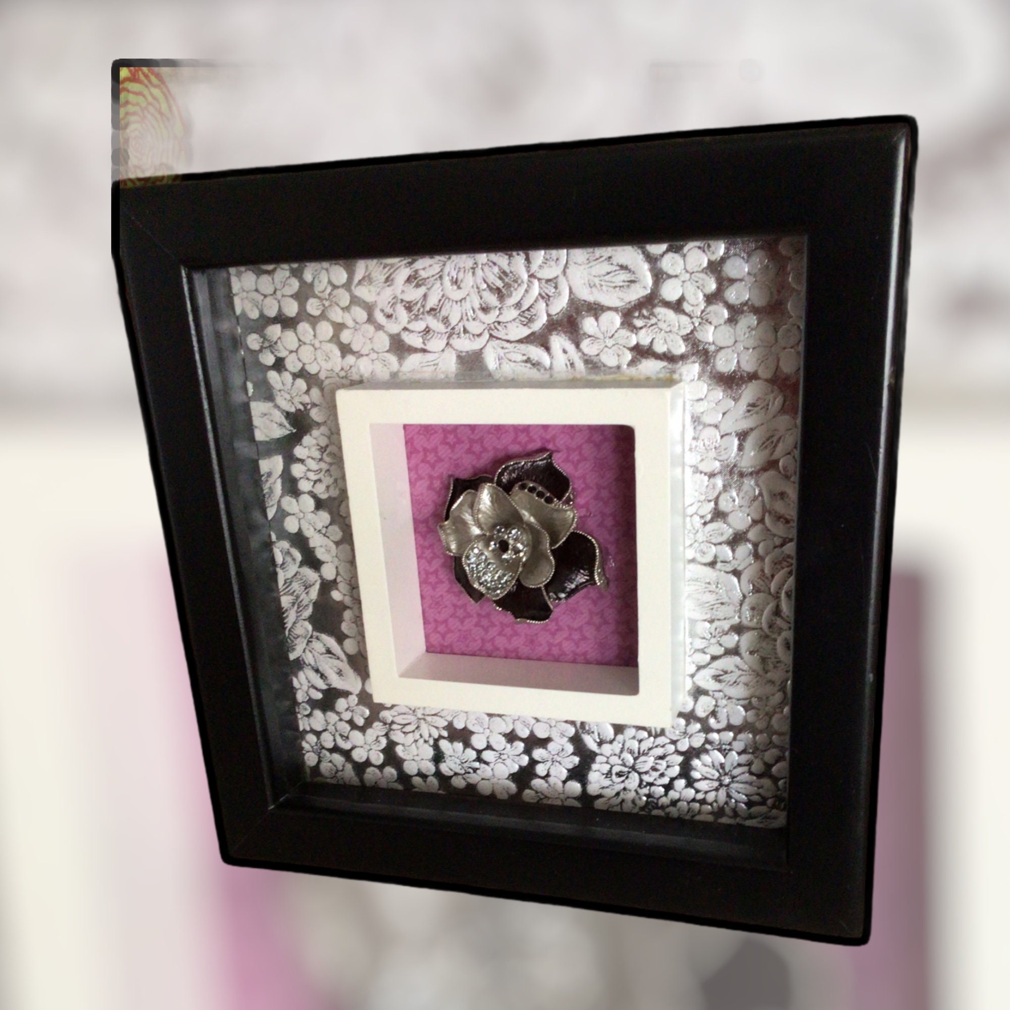 Vintage Brooches in shadow box