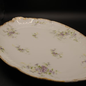 Vintage Limoges Porcelain Platter, Purple Flowers, GDA France, CH Field Haviland Limoges