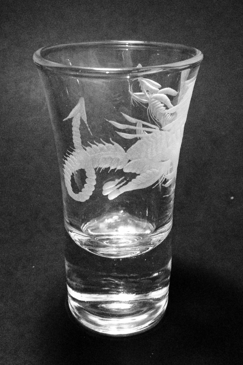 Hand Engraved Flying Dragon Shot Glass Etsy