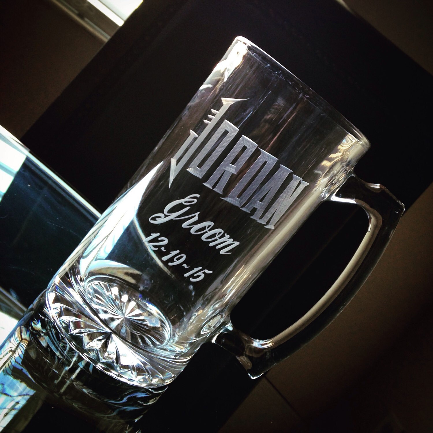 Hand Engraved Personalized Crystal Beer Mug Featuring Name Etsy
