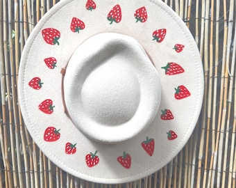 Strawberry Hand Painted Fedora Hat