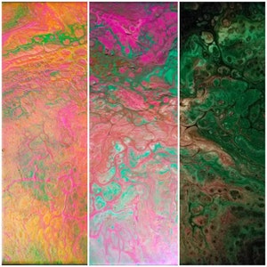 12&quot; x 12&quot; &quot;Northern Lights - Phoenix&quot; Original Fine Art Acrylic Pour Painting Blacklight / UV Sensitive / Glow-in-the-dark fluid art