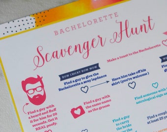 Bachelorette Scavenger Hunt Game - Printable Instant Download - Watercolor