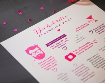 Bachelorette Scavenger Hunt Game - Printable Instant Download