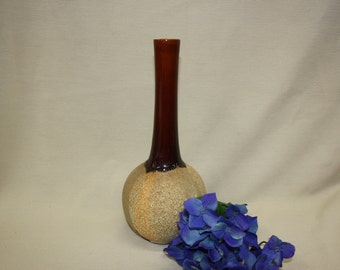 Royal Haegar Drip Glaze Vase Brown and Multi Textured Vintage Pottery Bud Vase