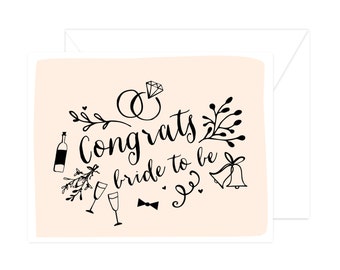 Congrats Bride to Be | 6 Greeting Cards w/ Envelopes