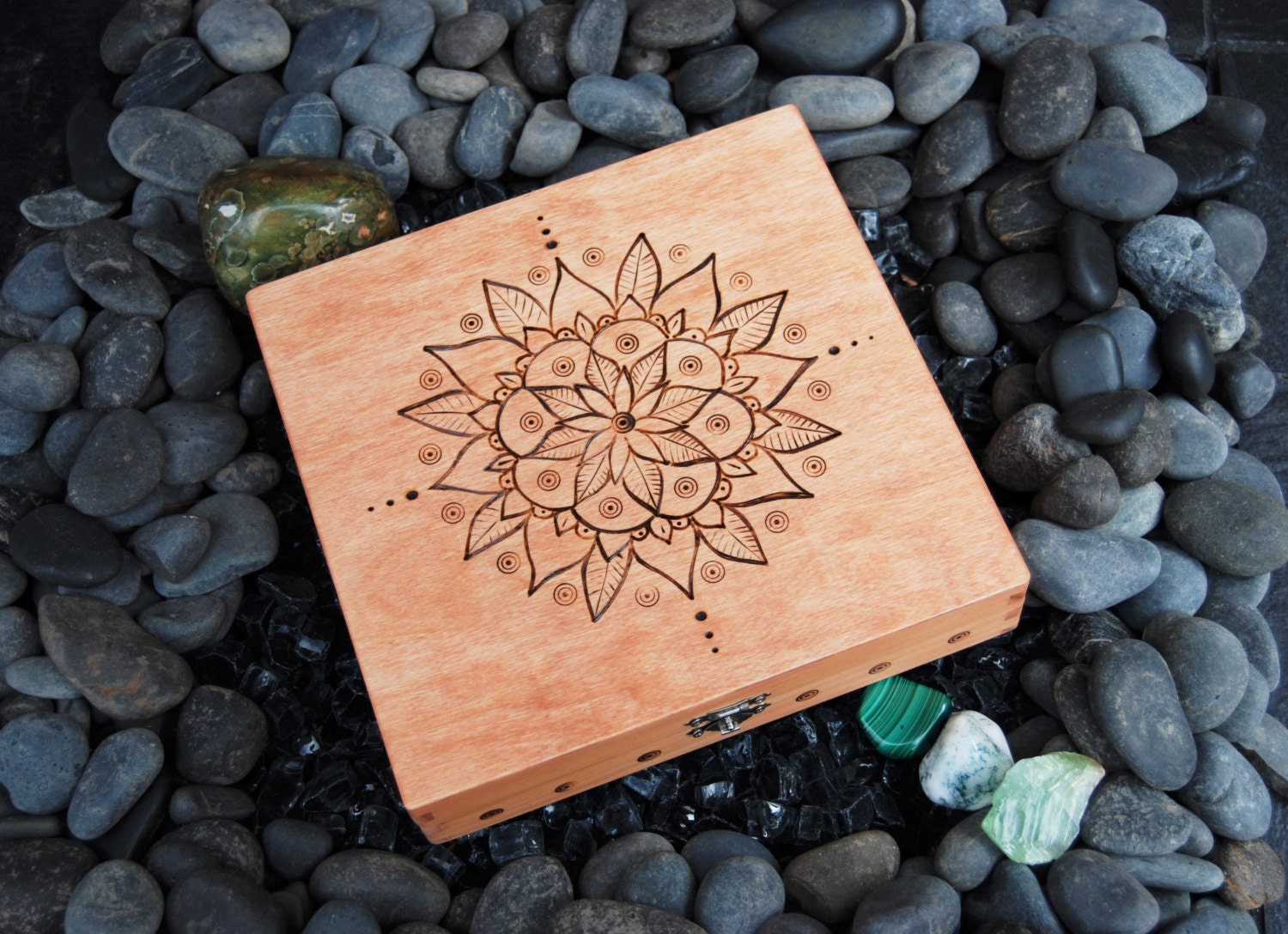 Wood Mandala Box Square Trinket Box Bohemian Home Decor Etsy