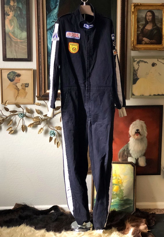 Vintage Indie Racing Coverall with Patches
