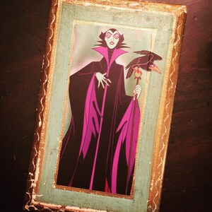 Vintage Disney Storybook Sleeping Beauty Malificent Florentine Wall Plaque