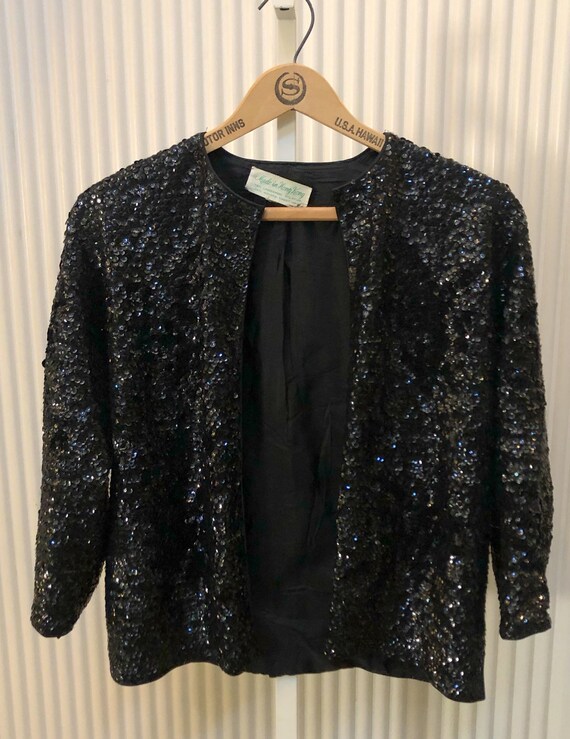 Vintage Loaded in Sequins Black Jacket | Etsy