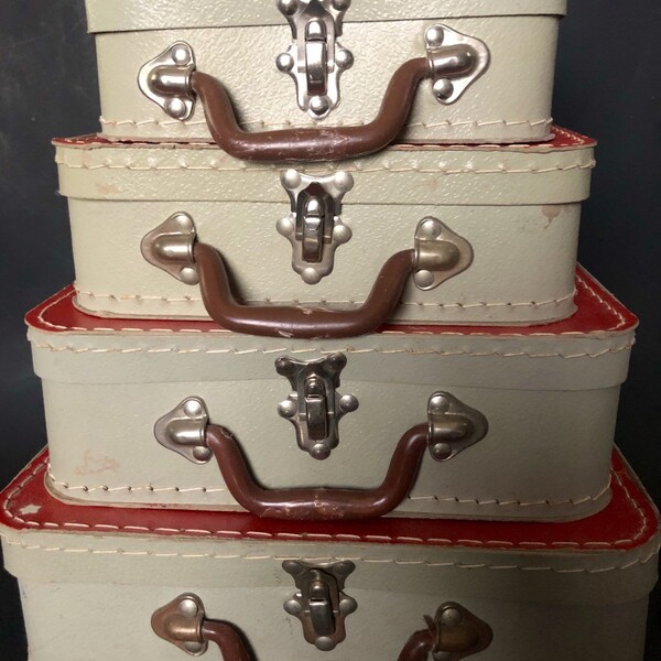 Vintage Set of 4 Nesting Suitcase Boxes Made in Spain