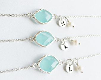 Best friend Bridesmaids Bracelet Gift, Personalized BirthStones initial Bracelet, flower girl Bracelet, wedding jewelry, birthday gift