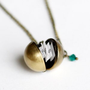 Secret Message Necklace, Personalized custom message, Antique Brass Ball Locket, make a wish, wedding, bridesmaid, Boyfriend Girlfriend Gift