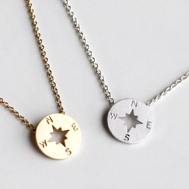 Best Friends tiny Compass Journey Necklace Compass Necklace BFF Gift Graduation Friendship Necklace christmas gift sister