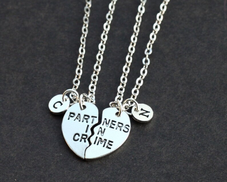 PARTNERS IN CRIME necklace initials friendship necklace