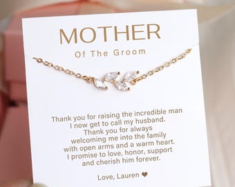 Mother Of The Groom gift from BRIDE, Mother In Law Wedding Gifts Groom Mom Gift, Mother day gift, Minimalist family Christmas gift necklace