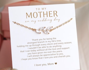 Mother of Bride gift, To My Mom on My Wedding Day, Bride Mom Gift, Mother day gift, leaf necklace, Minimalist family Christmas gift necklace