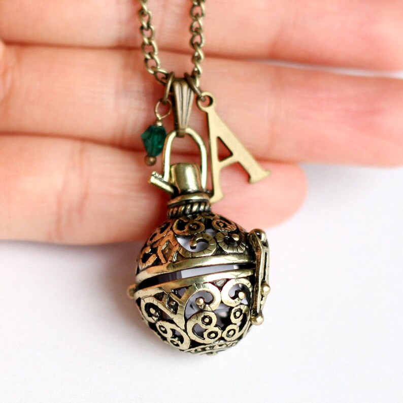 Antique Brass Ball Locket Secret Message Necklace Etsy