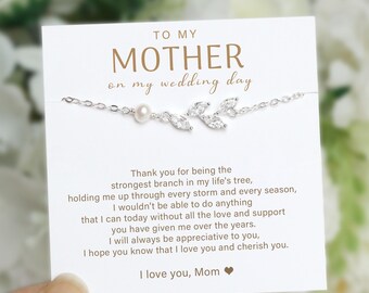 Mother of Bride gift, To My Mom on My Wedding Day, Bride Mom Gift, Mother day gift, Minimalist family necklace, gift card and box include
