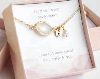 Best Friend Bracelet, Birthstones initial BFF Bracelet, Graduation Sister Gift, 14K Gold Plated, Bridesmaid Bracelet, Mother's Day Gift