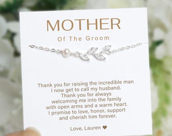 Mother Of The Groom gift from BRIDE, Mother In Law Wedding Gifts, Groom Mom Gift, Mother day gift, Minimalist necklace,include gift box card