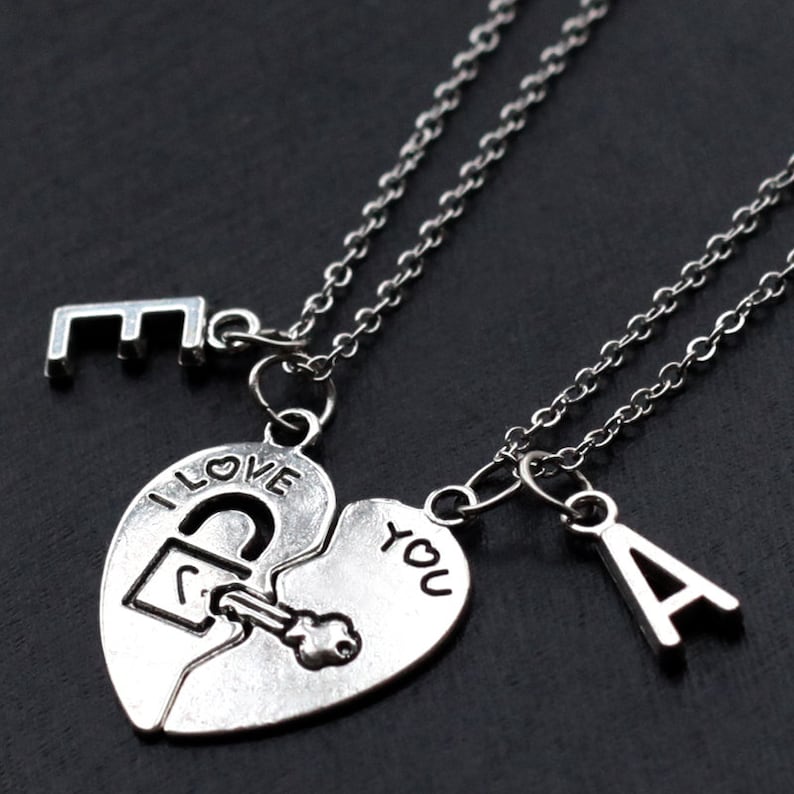 His and Her Necklace Boyfriend Girlfriend Gift Valentines Etsy UK