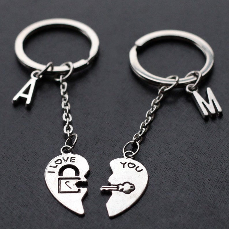 His and her keychain boyfriend girlfriend gift valentines Etsy