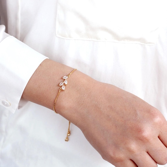 Bridesmaids Bracelet Gifts, Adjustable Best friend Personalized initial Bracelet, flower girl Bracelet, leaf Bracelets, Forest Wedding