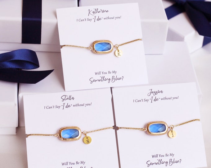 Something Blue Bridesmaid bracelet, Best friend Bracelet Gifts, something blue bridal shower, Bridesmaid jewelry proposal, flower girl gifts