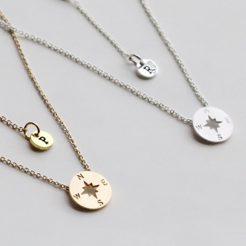 Compass Necklace, Personalized initial christmas gift, Graduation Friendship Necklace, Best Friends, BFF Gift, sister, Journey Necklace 