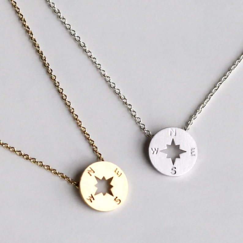 Best Friends tiny Compass Journey Necklace Compass Necklace BFF Gift Graduation Friendship Necklace christmas gift sister