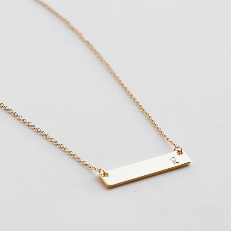 Personalized Bar Necklace Name Gold Bar Necklace Bridesmaid Etsy