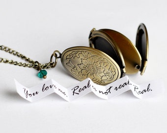 Photo locket necklace, secret message, vintage style four photo locket with birth stone necklace jewelry, can print the message for you