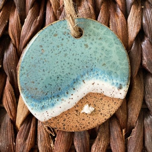 Ceramic beach ornament with porcelain shell | Beach Christmas ornament