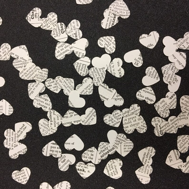 Heart Book Page Confetti, Heart Table Scatter, Heart Confetti Etsy