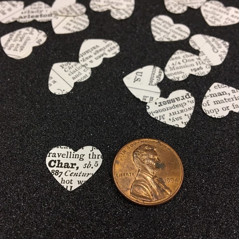 Heart Book Page Confetti, Heart Table Scatter, Heart Confetti Etsy