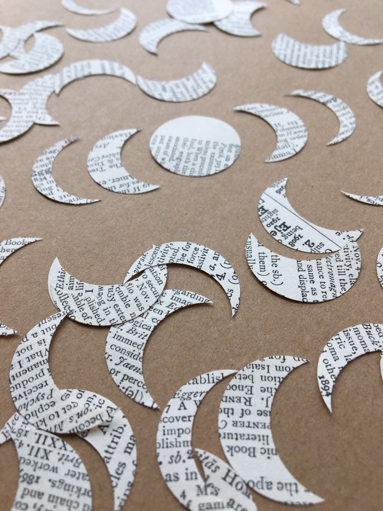 Large moon book page confetti moon table scatter