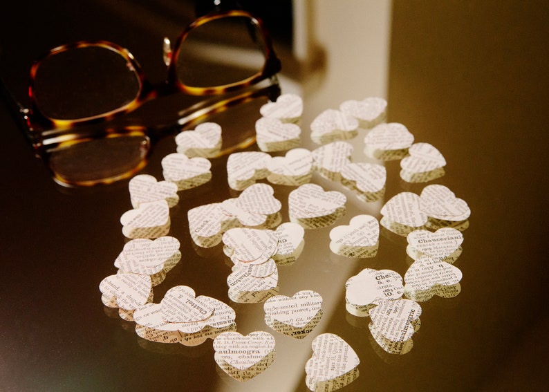 Heart Book Page Confetti, Heart Table Scatter, Heart Confetti Etsy