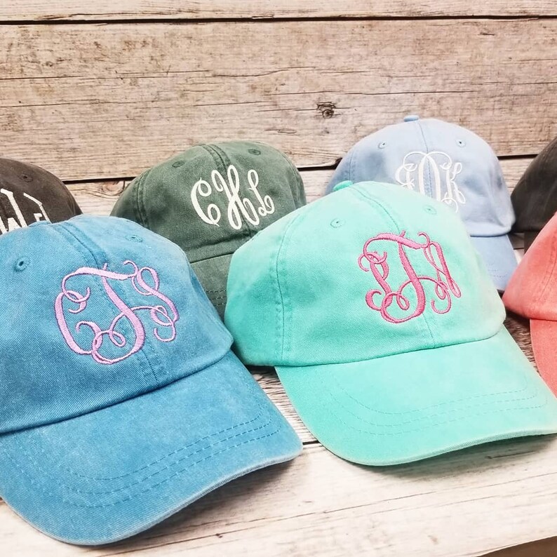 Monogram Hat, Custom Embroidered Monogram Hat, Embroidered Hat, Summer Hat, Personalized Hat, Custom Hat, Monogrammed Hat, Distressed Hat image 2