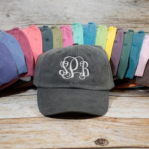 Monogram Hat, Custom Embroidered Monogram Hat, Embroidered Hat, Summer Hat, Personalized Hat, Custom Hat, Monogrammed Hat, Distressed Hat image 1