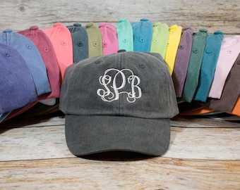 Monogram Hat, Custom Embroidered Monogram Hat, Embroidered Hat, Summer Hat, Personalized Hat, Custom Hat, Monogrammed Hat, Distressed Hat