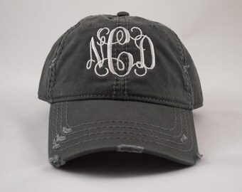 Distressed Hat, Monogram Hat, Distressed Monogram Hat, Personalized Hat, Custom Hat, Monogrammed Hat, Distressed Hat, Pigment Dyed