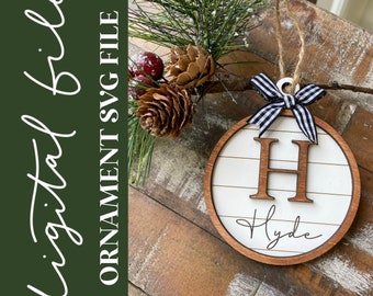 Shiplap Monogram Ornament SVG file