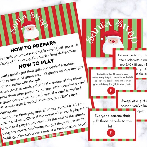 Santa Swap: Printable Holiday Gift Exchange Game With 48 Cards - Etsy